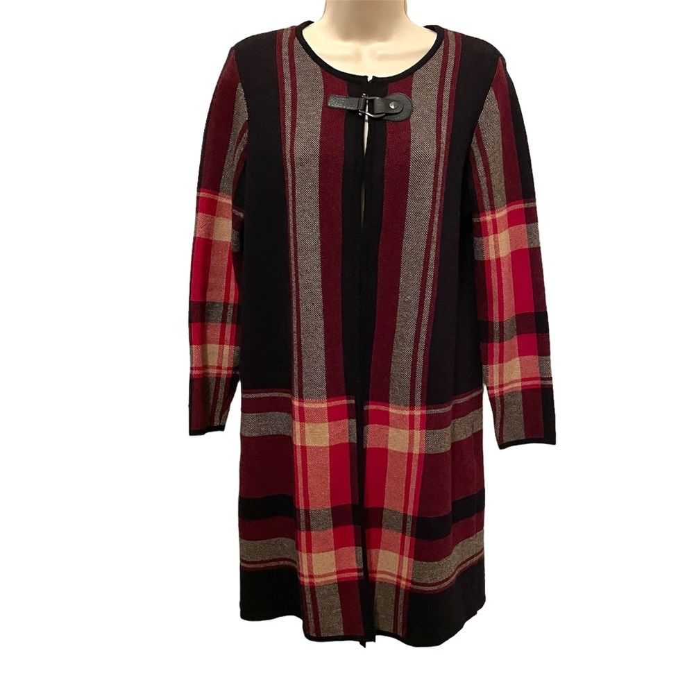 Jones Studio Cardigan Plaid Sweater Duster Long Size Small